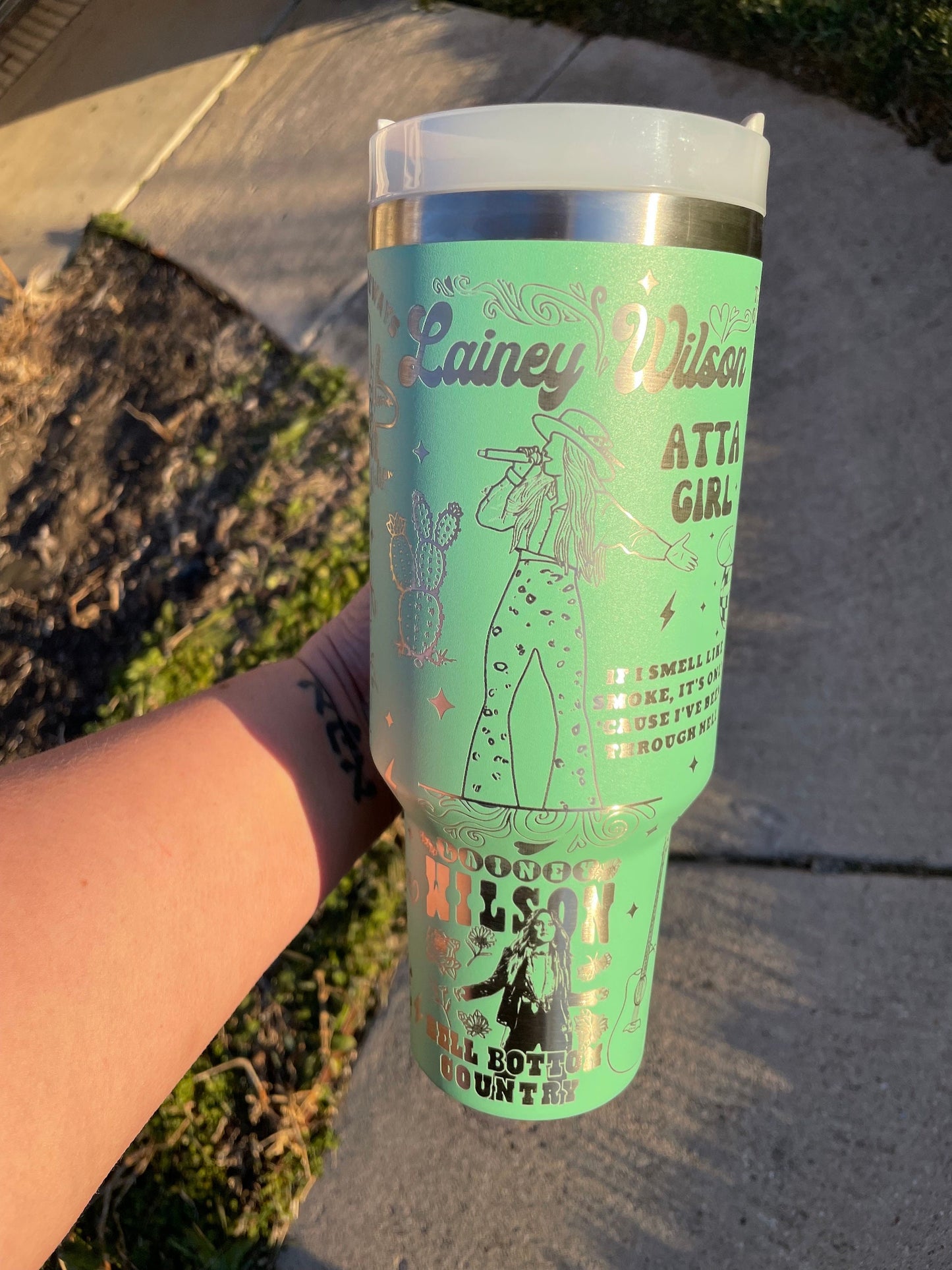 Lainey Wilson Engraved 40oz Stanley styled Tumbler with various color options