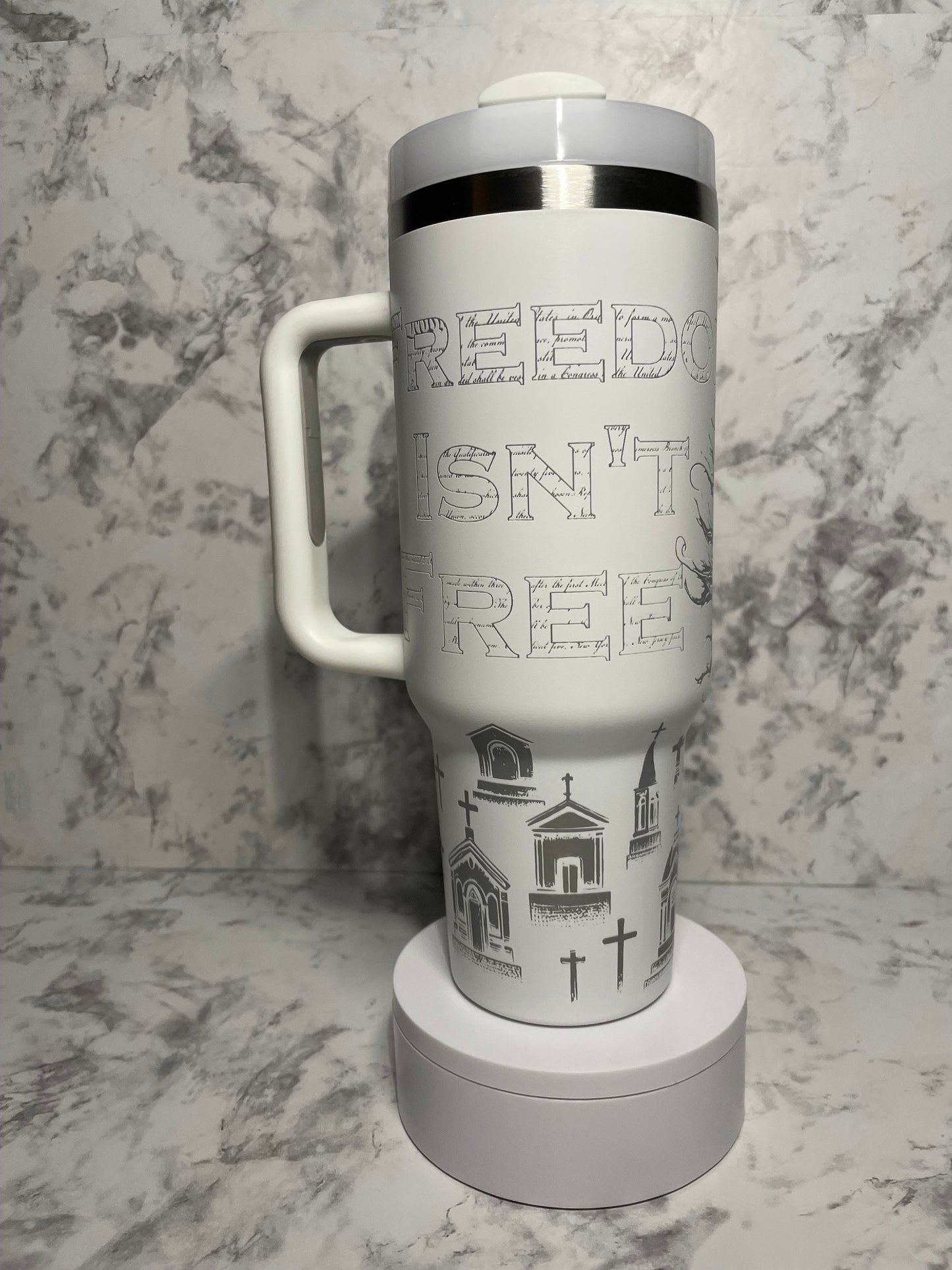 Patriotic laser engraved 40oz stainless steel Tumbler with various color options
