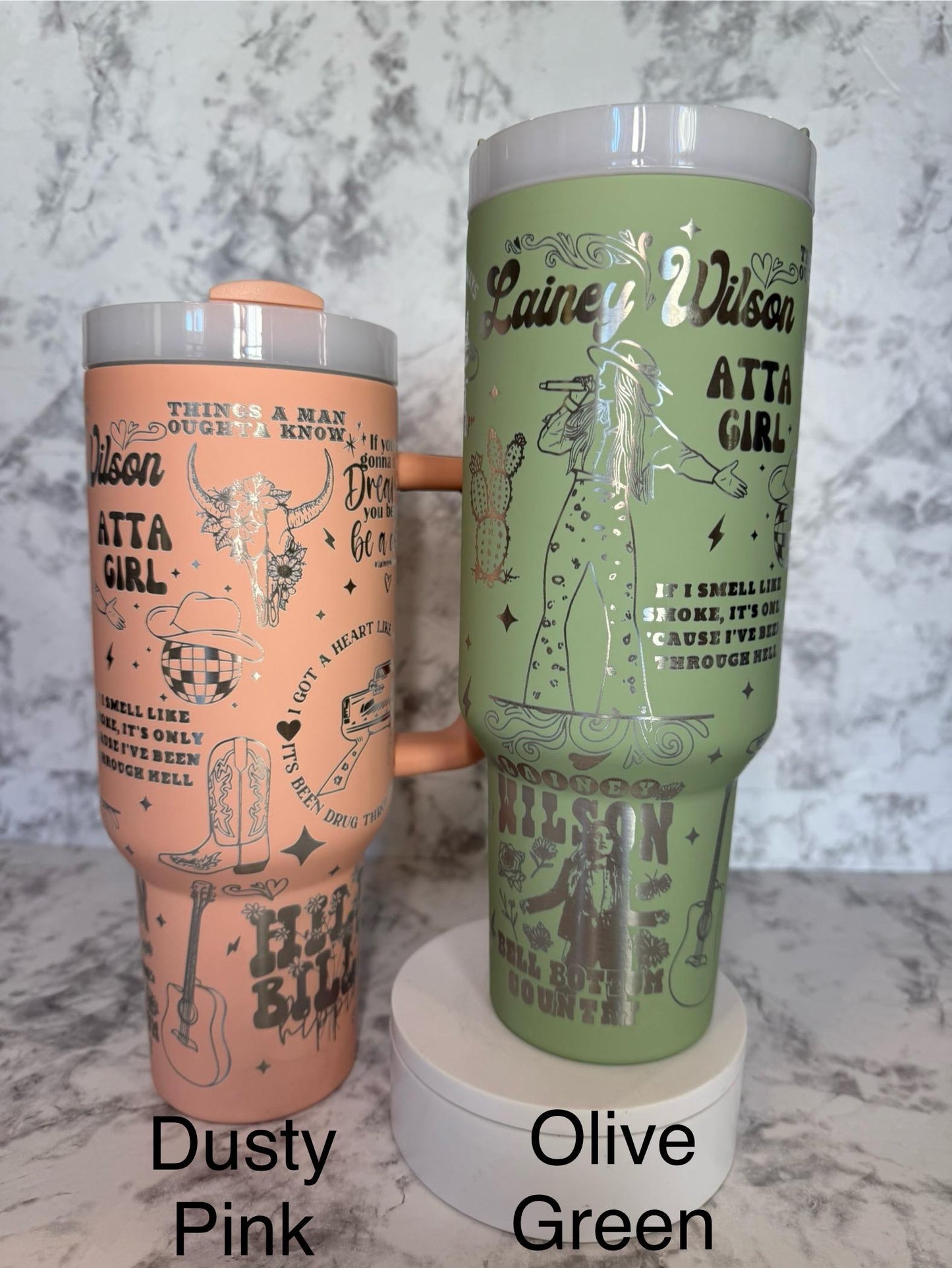 Lainey Wilson Engraved 40oz Stanley styled Tumbler with various color options