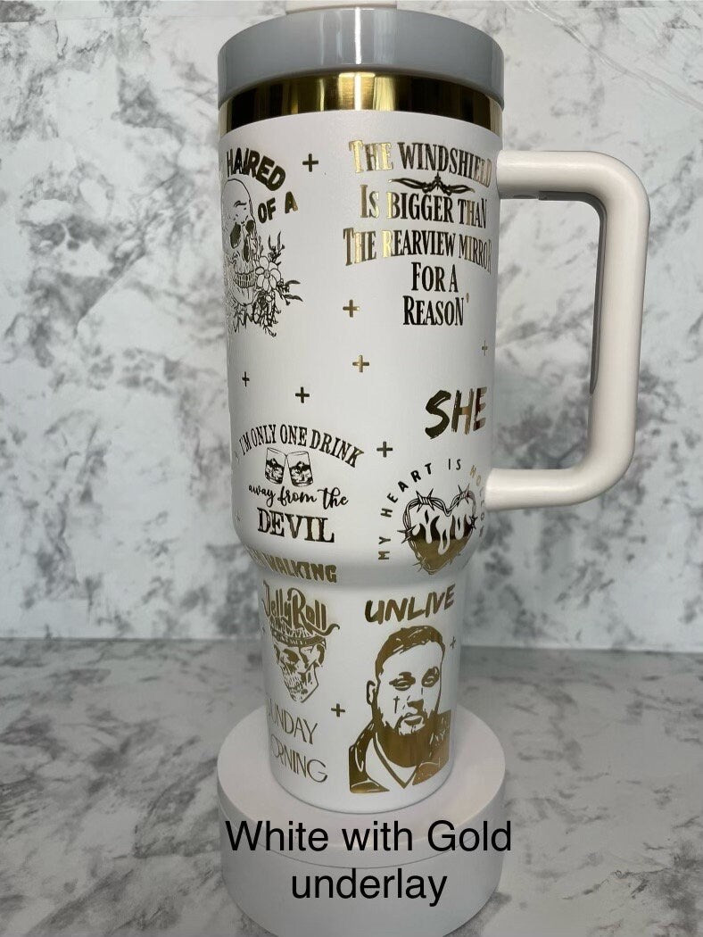 JellyRoll engraved 40oz tumbler in various colors.