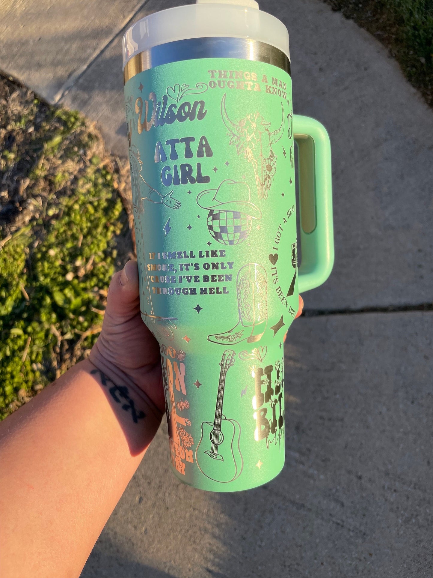 Lainey Wilson Engraved 40oz Stanley styled Tumbler with various color options