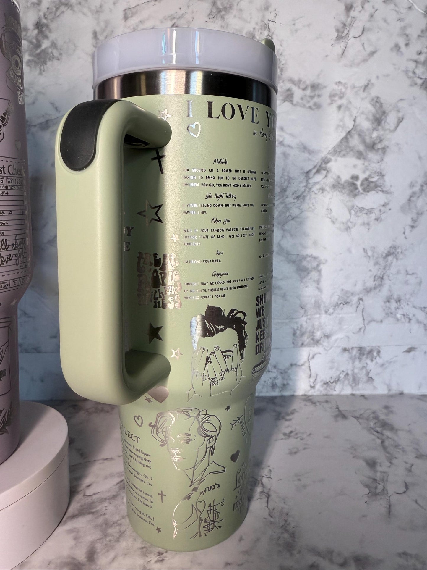 Harry Styles engraved 40oz Stanley styled Tumbler with various color options