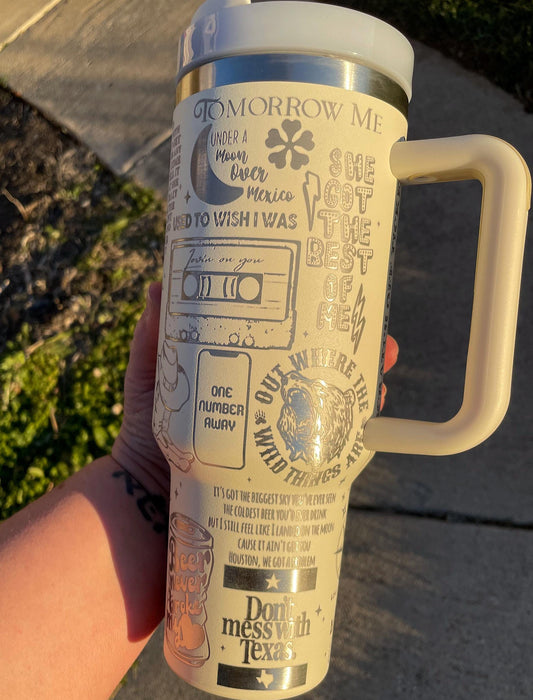 Luke Combs Engraved 40oz Stanley styled Tumbler with various color options