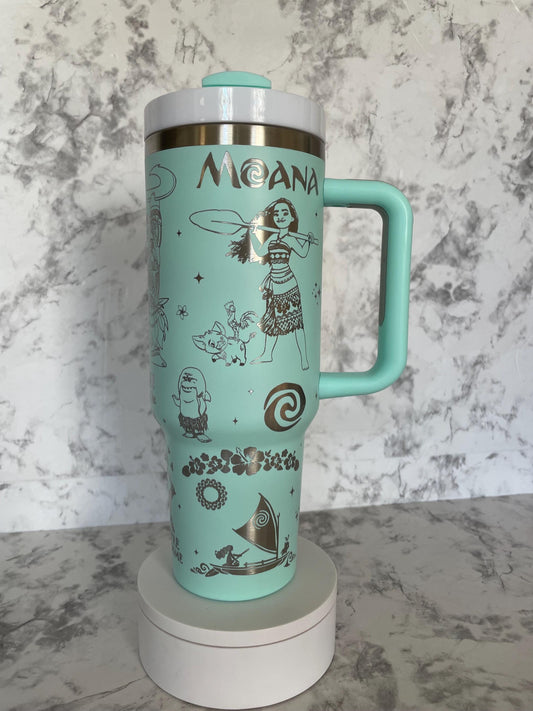 Moana themed 40oz Stanley styled Tumbler with various color options