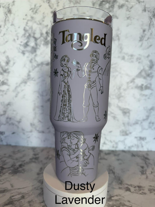 Rapunzel engraved 40oz Stanley styled Tumbler with various color options