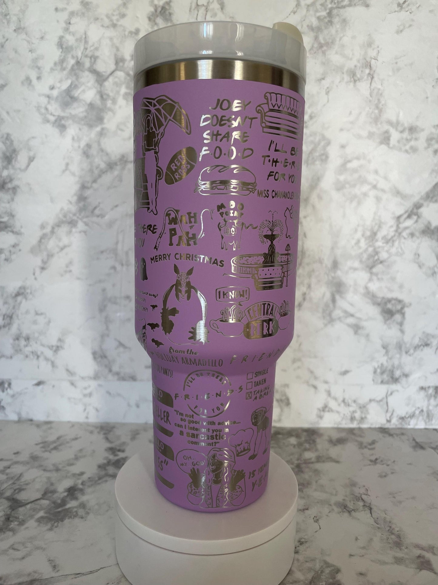 Friends themed 40oz Stanley styled Tumbler with various color options